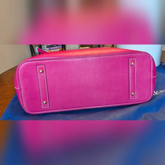 Dooney & Bourke Beacon, Saffino Leather Tote Set in Fushia-EUC - Picture 9 of 12